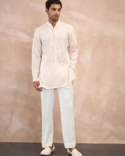 Powder Pink Half Moon Aari Kurta Shirt Set
