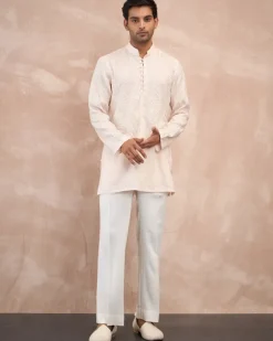 Powder Pink Half Moon Aari Kurta Shirt Set