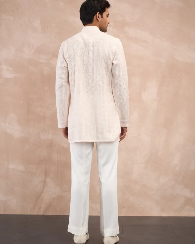 Powder Pink Half Moon Aari Kurta Shirt Set