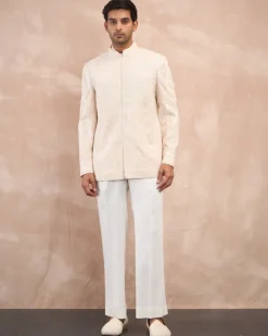 Powder Pink Half Moon Dori Bandhgala Set