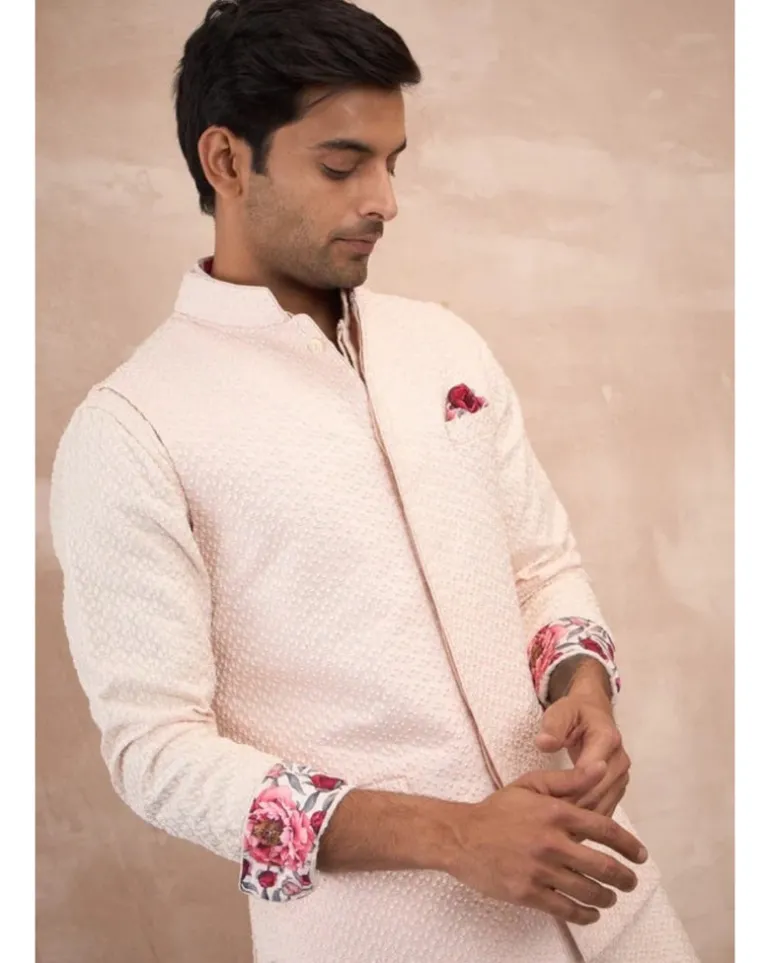 Powder Pink Inara 3.0 Foe Nehru Jacket Set
