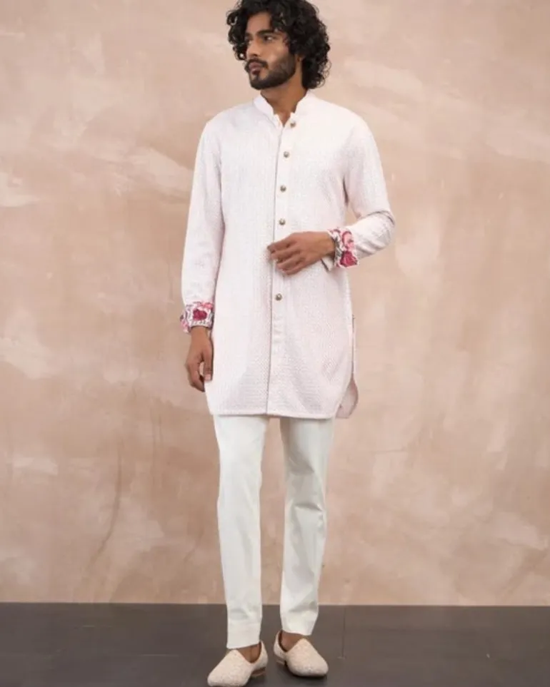 Powder Pink Inara Foe & Sb Nehru Jacket Set
