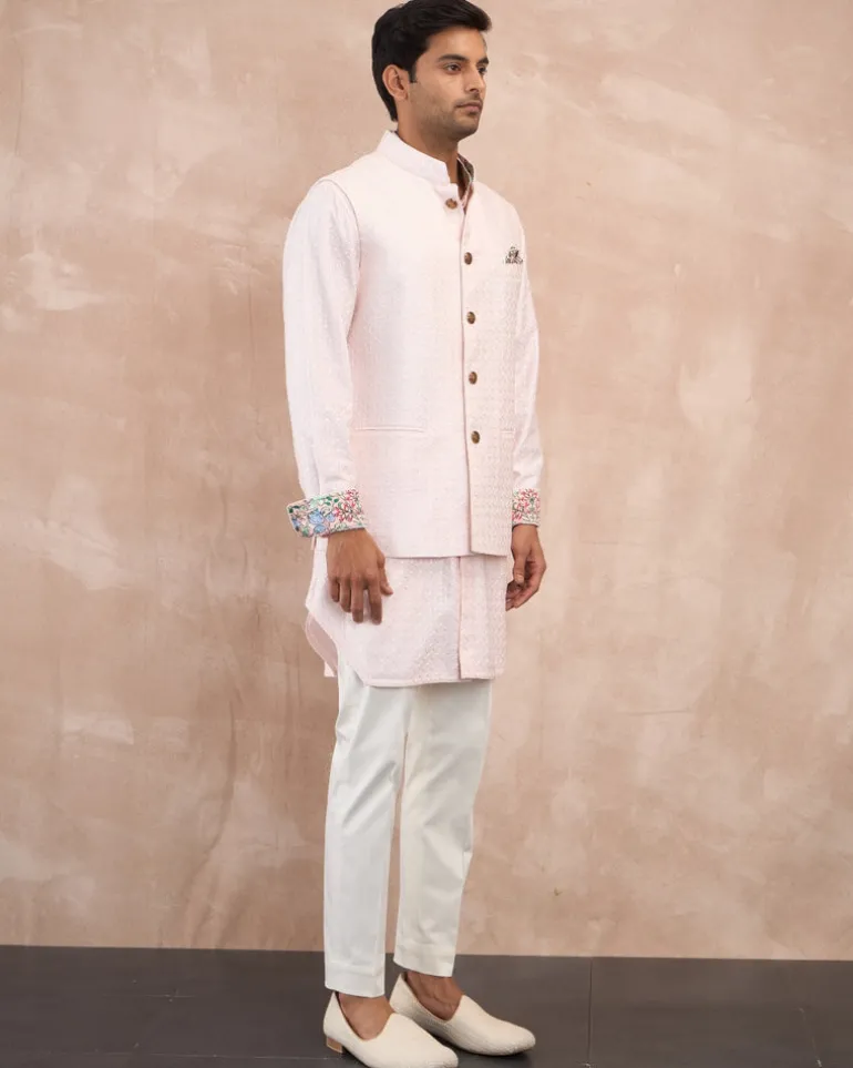 Powder Pink Inara Motif Foe & Sb Kurta Set
