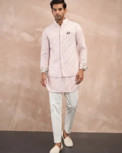 Powder Pink Nerds Kora Nehru Jacket Set
