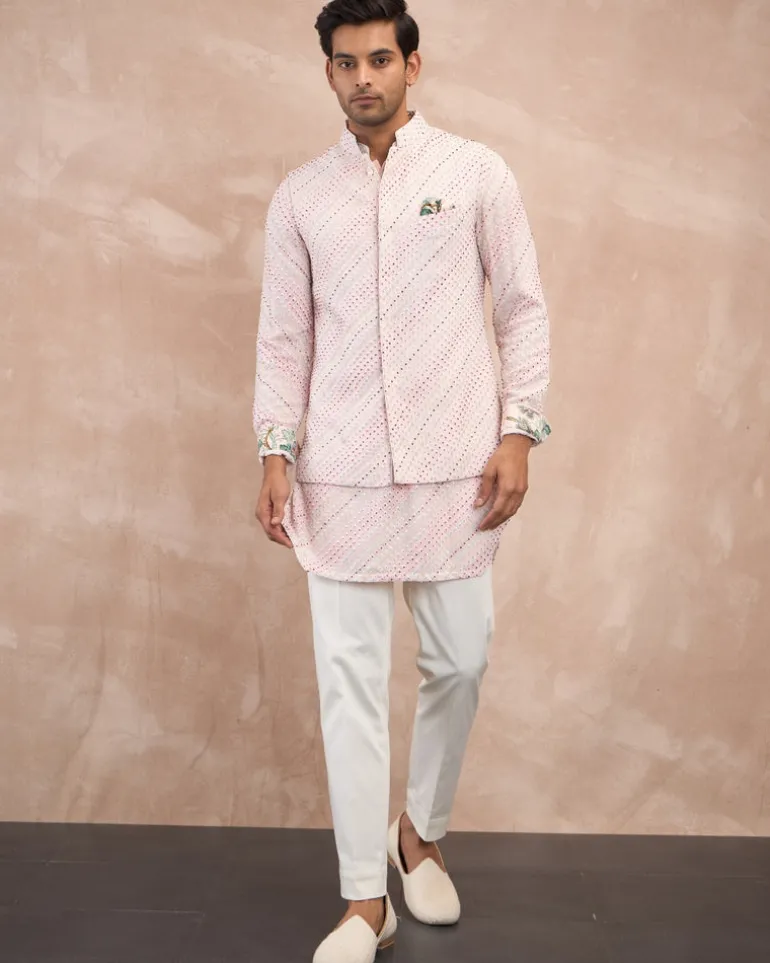 Powder Pink Nerds Kora Nehru Jacket Set