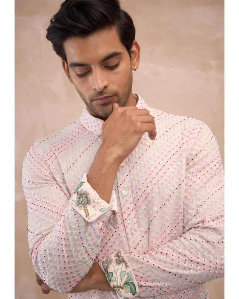 Powder Pink Nerds Kora Nehru Jacket Set