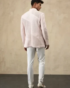 Powder Pink Start Embroidery Bandhgala Set