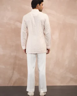 Powder Pink Vertical Aari Flb Kurta Shirt Set