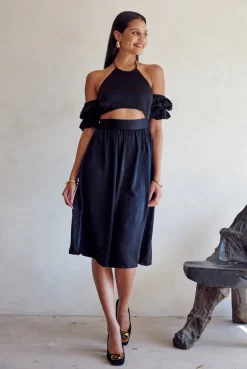 Puff Sleeve Cutout Dress