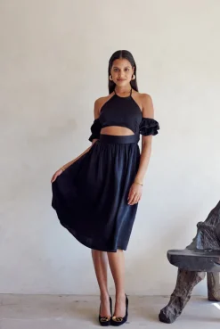 Puff Sleeve Cutout Dress