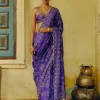 Purple Echoes Bandhej Sari Set