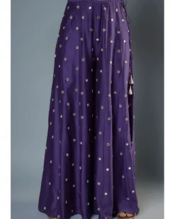 Purple Embroidered Kurta And Sharara Set