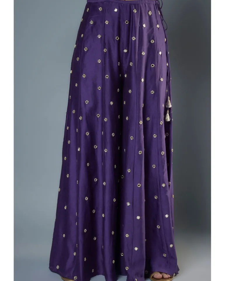 Purple Embroidered Kurta And Sharara Set