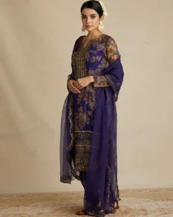Purple Floral Kurti Set