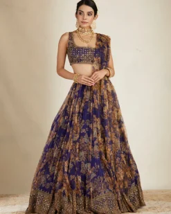 Purple Floral Lehenga Set