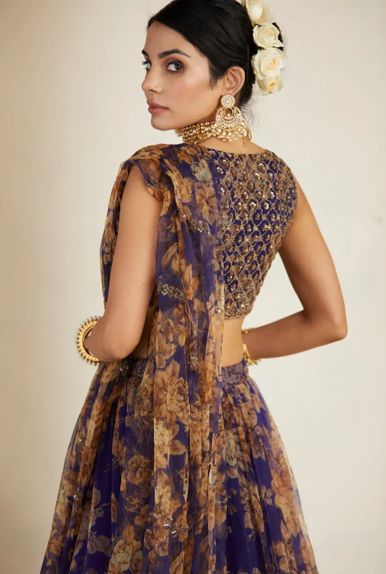 Purple Floral Lehenga Set