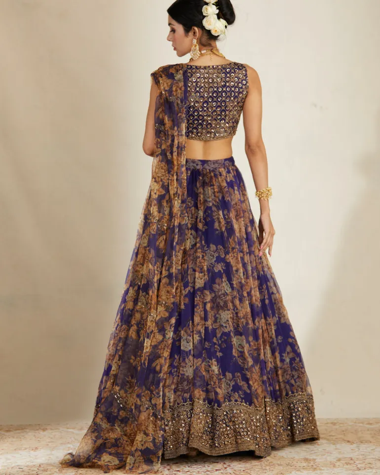 Purple Floral Lehenga Set