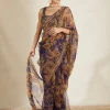 Purple Floral Sari Set