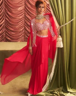 Radha Cape & Draped Skirt Set