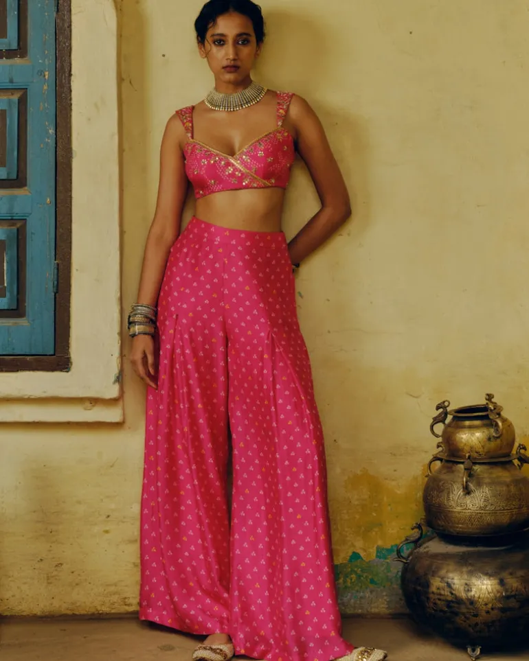 Rani Pink Bandhej Co-Ord Set