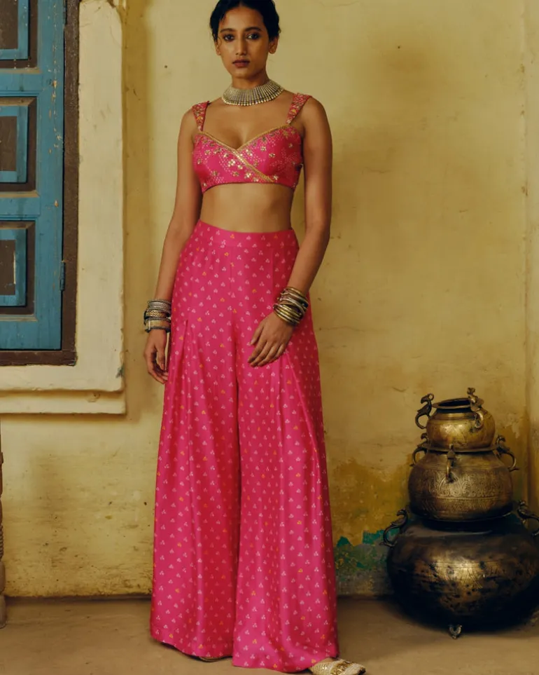 Rani Pink Bandhej Co-Ord Set