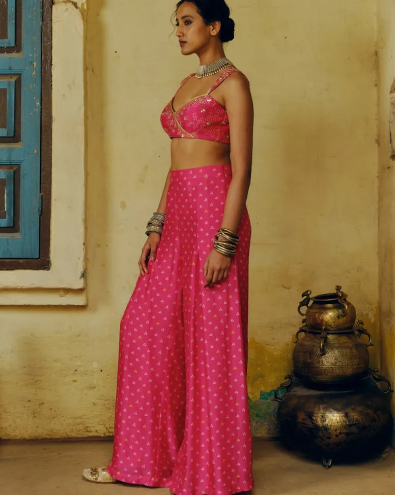 Rani Pink Bandhej Co-Ord Set