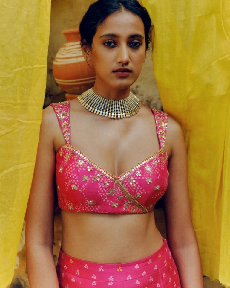 Rani Pink Bandhej Co-Ord Set
