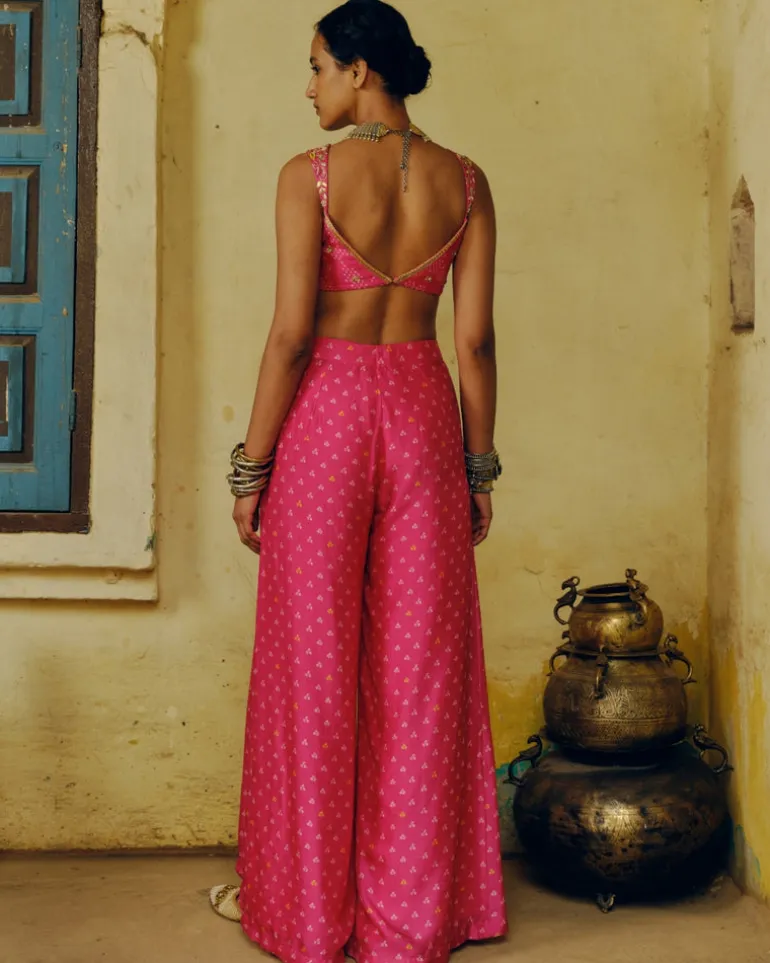 Rani Pink Bandhej Co-Ord Set