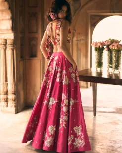 Rani Pink Motif Placement Lehenga Set