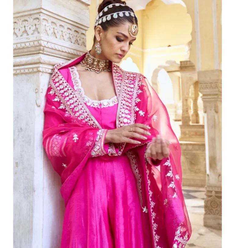 Rani Pink Srivani Anarkali Set