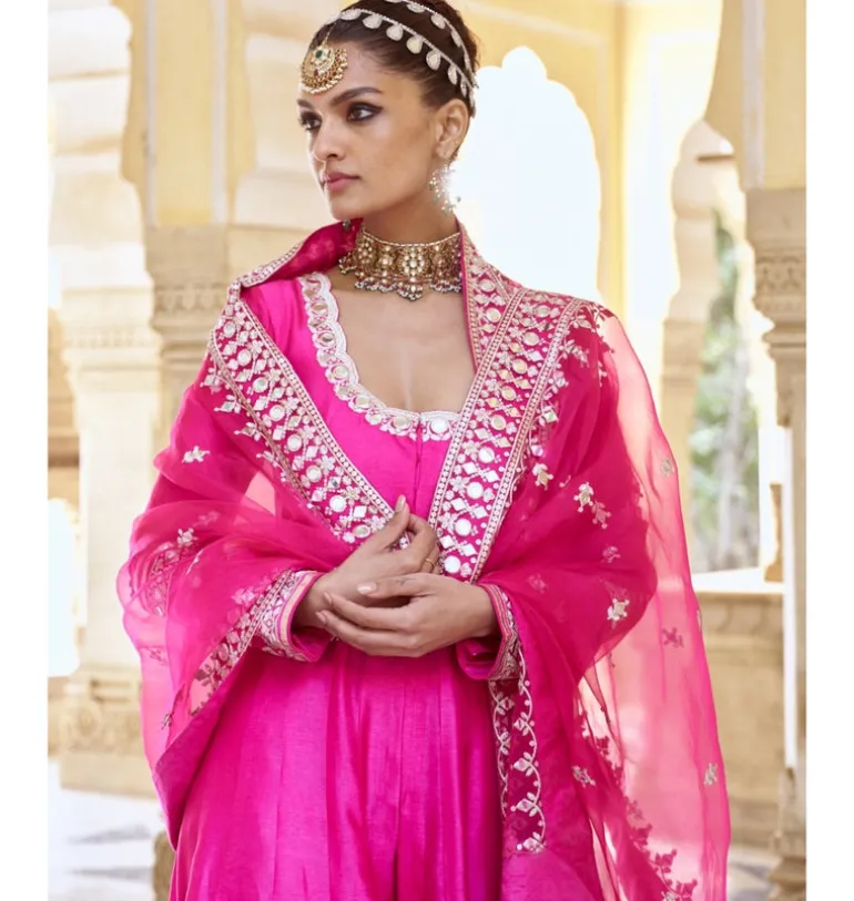 Rani Pink Srivani Anarkali Set