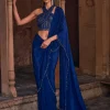 Rapunzel Dark Blue Embroidered Sari Set