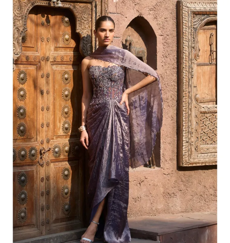 Ravessa Corset Drape Sari Set
