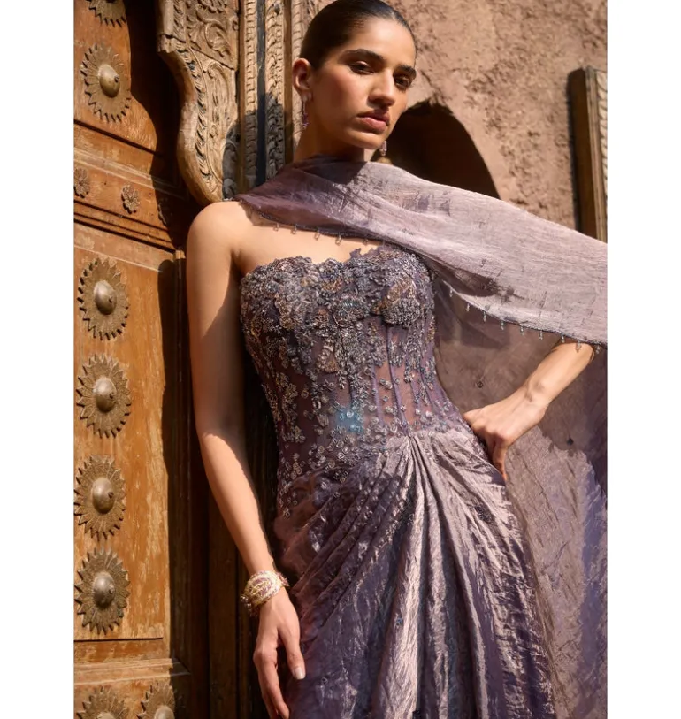 Ravessa Corset Drape Sari Set