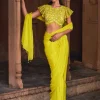 Raya Yellow Embroidered Sari Set