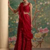 Red Finesse Lehenga Sari Set