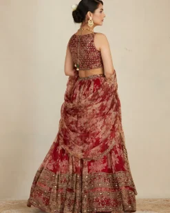 Red Floral Lehenga Set