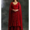 Red Georgette Anarkali With Sharara