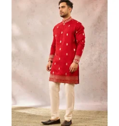 Red Haath Phool Kurta Set