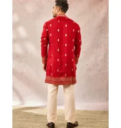 Red Haath Phool Kurta Set