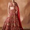 Red Heavily Embroidered Lehenga Set