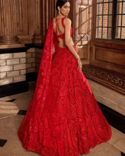 Red Intricate Paisley Lehenga Set
