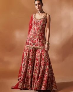 Red Kurta And Sharara Set
