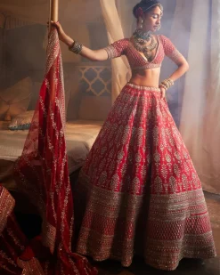 Red Loop Lehenga Set