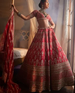 Red Loop Lehenga Set