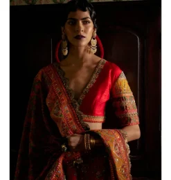 Red Meena Lehenga Set