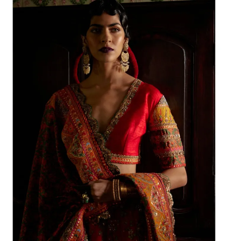 Red Meena Lehenga Set