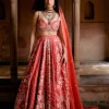 Red Multi-Tone Lehenga Set