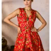 Red Nomadic Tribe Tunic Set