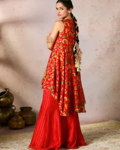 Red Nomadic Tribe Tunic Set